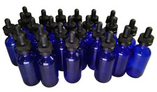 2 OZ COBALT BLUE GLASS BOTTLES W/GLASS BLACK DROPPER Qty of 12 