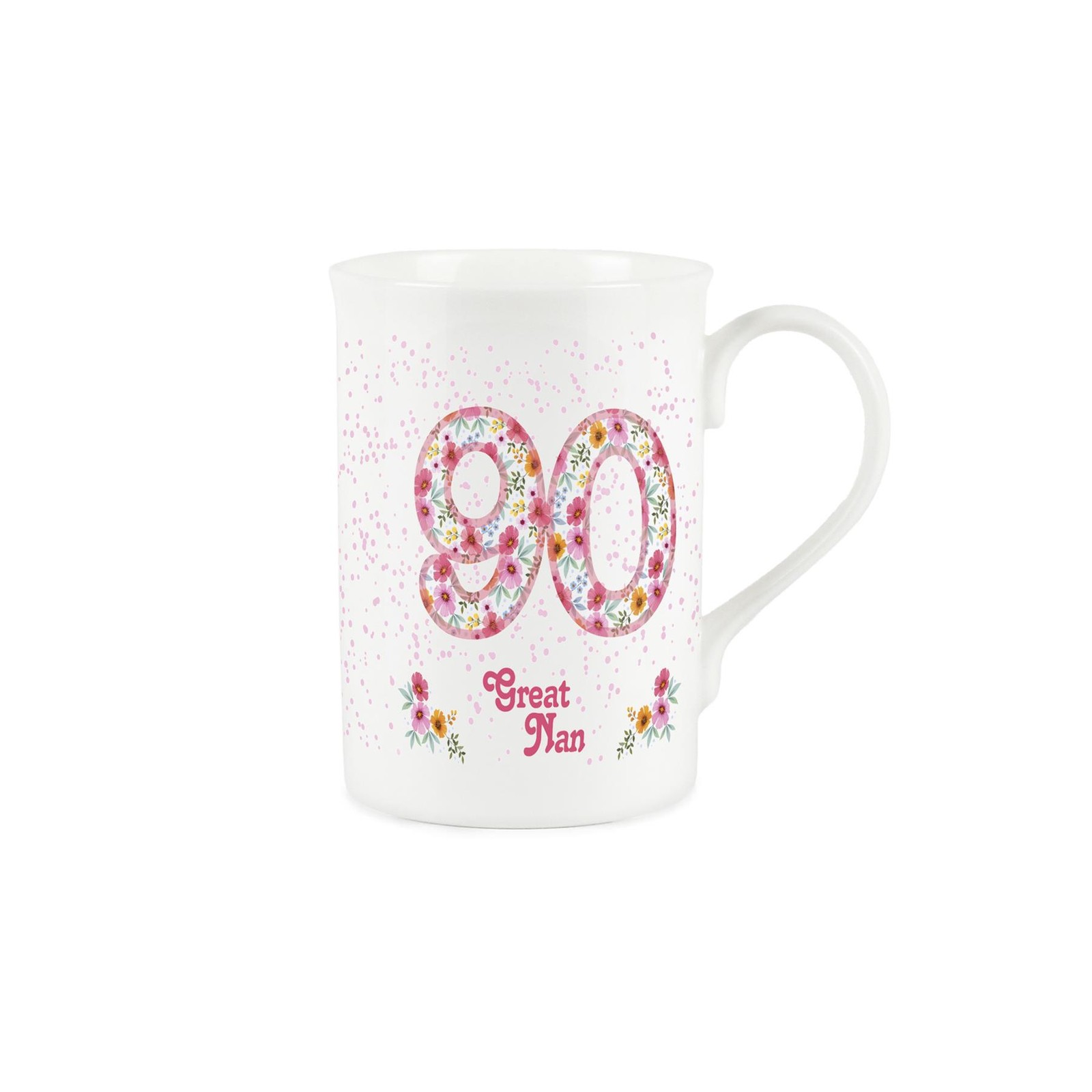 Great Nan 90th Birthday Mug - Pink Floral Bone China Tea/Coffee Cup Gifts
