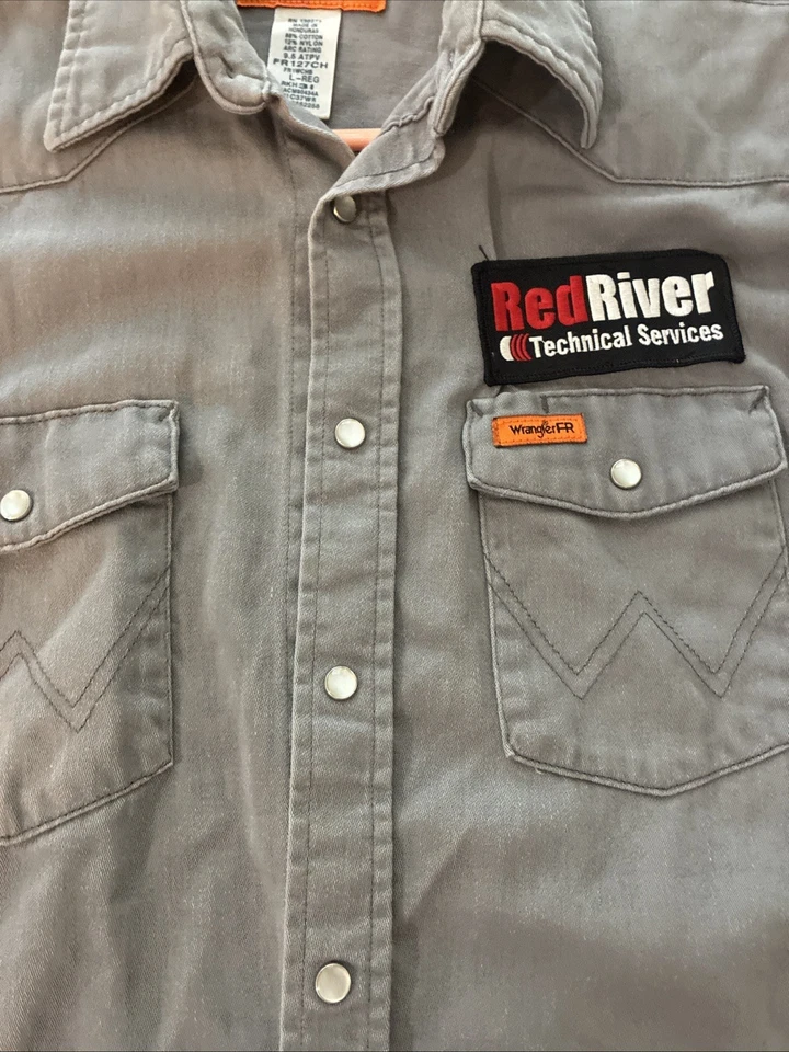 Camisa de trabajo Wrangler FR resistente al fuego manga larga Western Snap sarga lisa L Foto 3 de 4