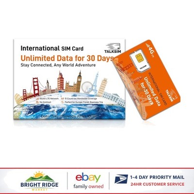 Prepaid Travel SIM Card for Global Connectivity, 30 Days Unlimited Data