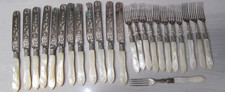 24pc. Mother of Pearl 900 Silver Knife and Fork Set