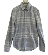 Burberry London Men's Gray Check Tailored Dress Shirt Size 15-38 M  rm