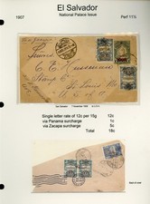 EL SALVADOR ESCALON 1909 Stationery Lot #18 H&G #89 18c Rate VIA PANAMA USA $$$