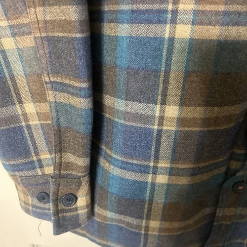 Weatherproof Men's S Flannel Plaid Fleece Blue Brown Button Down Barn Jacket image 5
