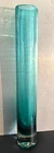 BLENKO Blue Hand Blown Art Glass MCM Cylinder Statement Vase 17.5” Tall