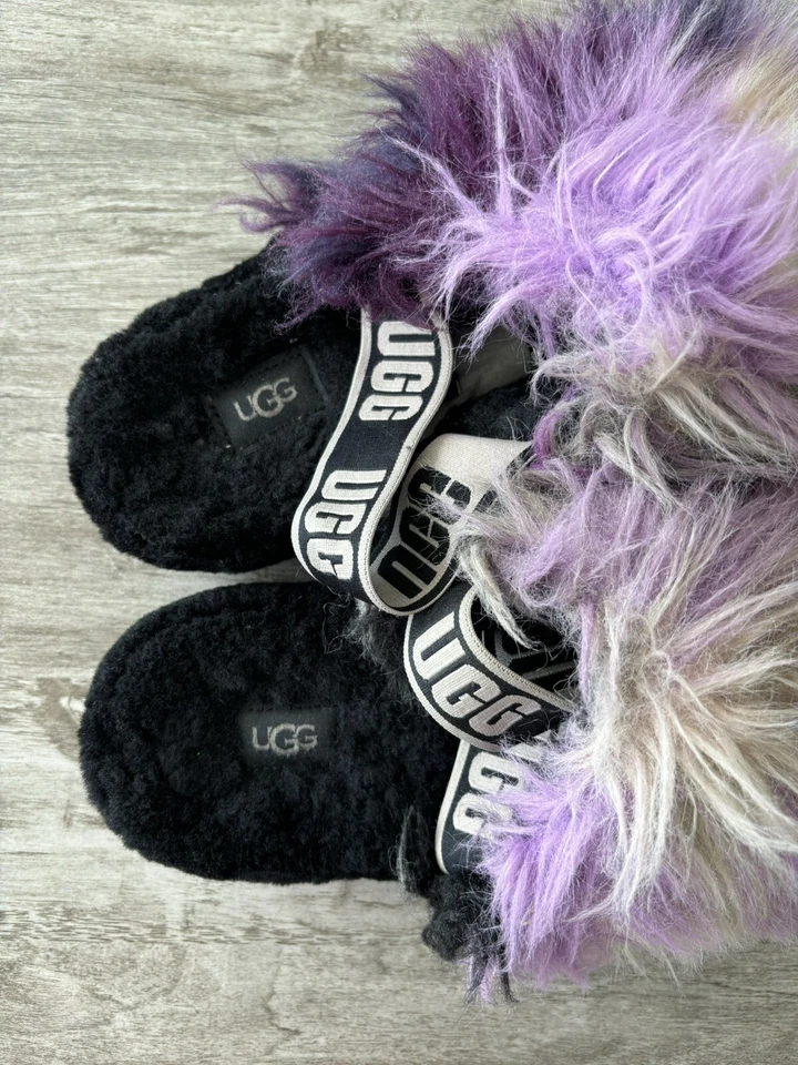 Sandalias UGG Fluff Yeah Tie Dye Slides púrpura magnolia para mujer EE. UU. 9,5 Foto 3 de 4