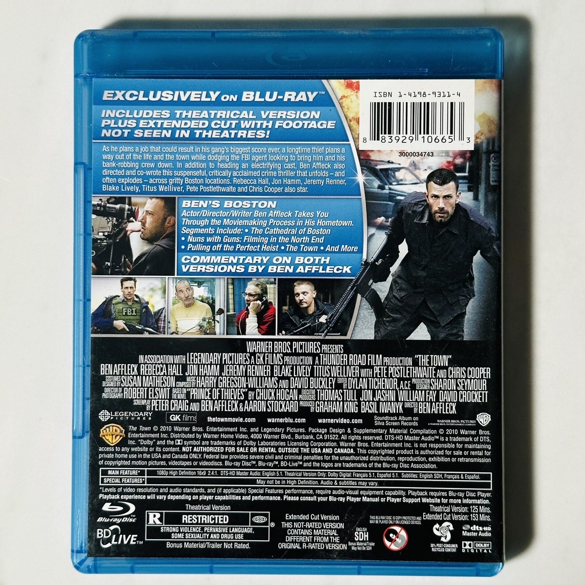 The Town - Blu-Ray - Extended Cut - Ben Affleck - Jon Hamm The Town - Blu-Ray - Extended Cut - Ben Affleck - Jon Hamm