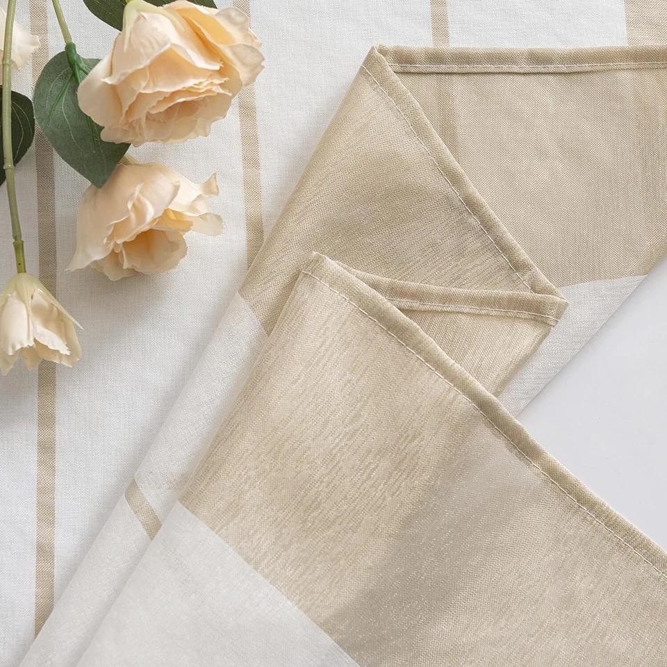 Rideaux rayés Transparent avec œillets Voile Rideaux Salon Moderne Set de 2 R... - Photo 4/4