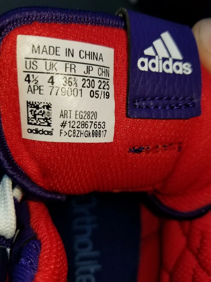 RARE Adidas Dame 5 Purple Red White EG2820 Damian Lillard Basketball Shoes Sz4.5 - Image 3 of 4