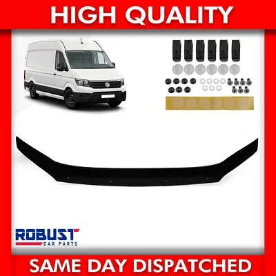 ROBUST CAR PARTS BONNET WIND STONE DEFLECTOR PROTECTOR GLOSS BLACK FOR VW CRAFTER 2017 ONWARDS