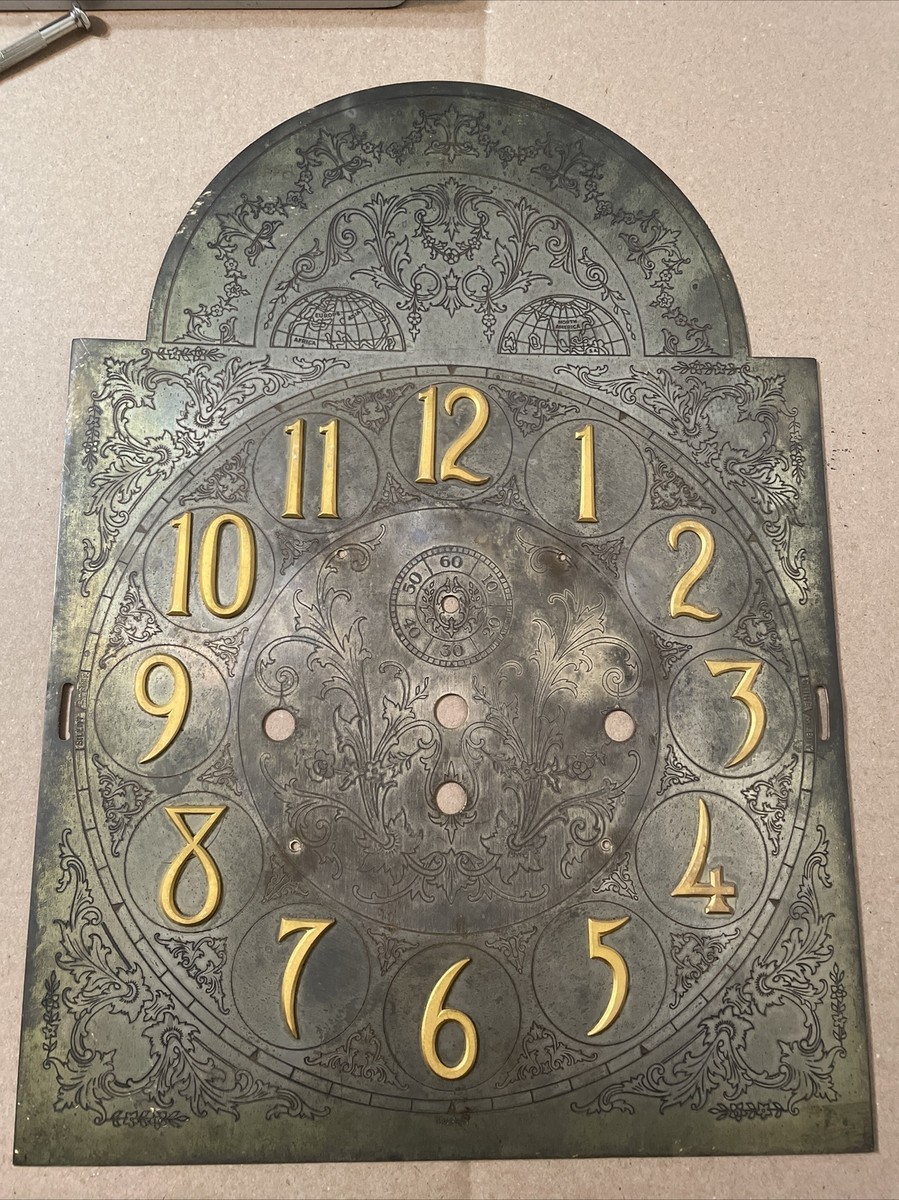 Antique Herschede Tube Hall Clock Dial Part Signed Kuehl