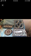 Set 4 Peices Serving Damask Platter Large Veggies Plate 222 Fifth Damask Pattern
