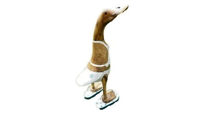Holz Laufente im Bade-Look 40 cm, Duck in Beach Look Teak Holz Ente Summertime - Bild 1 von 3