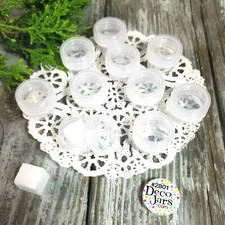 12 Micro Jars 1/8 oz  Tiny Makeup Skincare Container 2801 Clear cap Reusable USA