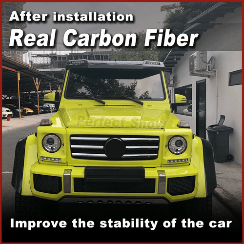 Fit For Benz W463 G500 G65 63 Real Carbon Front Roof Spoiler Wing LED Light - Picture 2 of 12