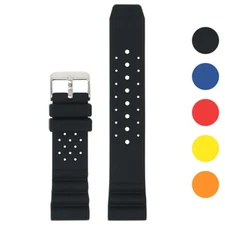 StrapsCo Perforated Silicone Rubber Watch Band Strap for Seiko Diver