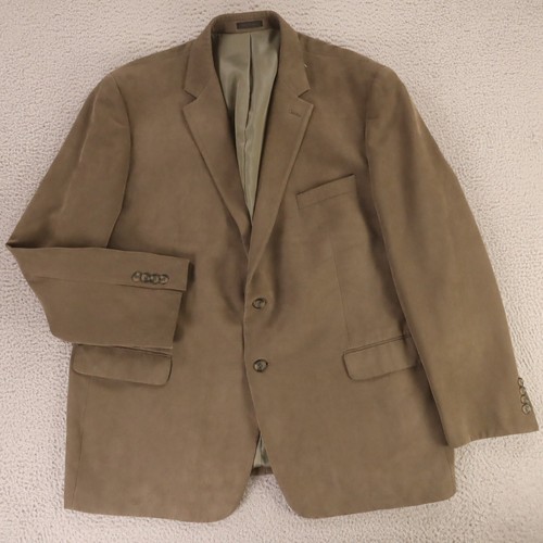 Andrew Fezza Jacket 2XL Brown Beige End on End Polyester Blazer Sport Coat 52R