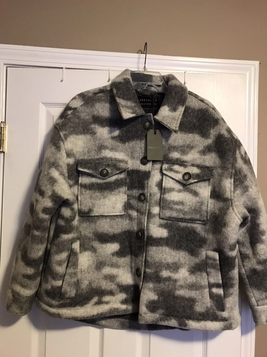 Grey camo shop coat with fur