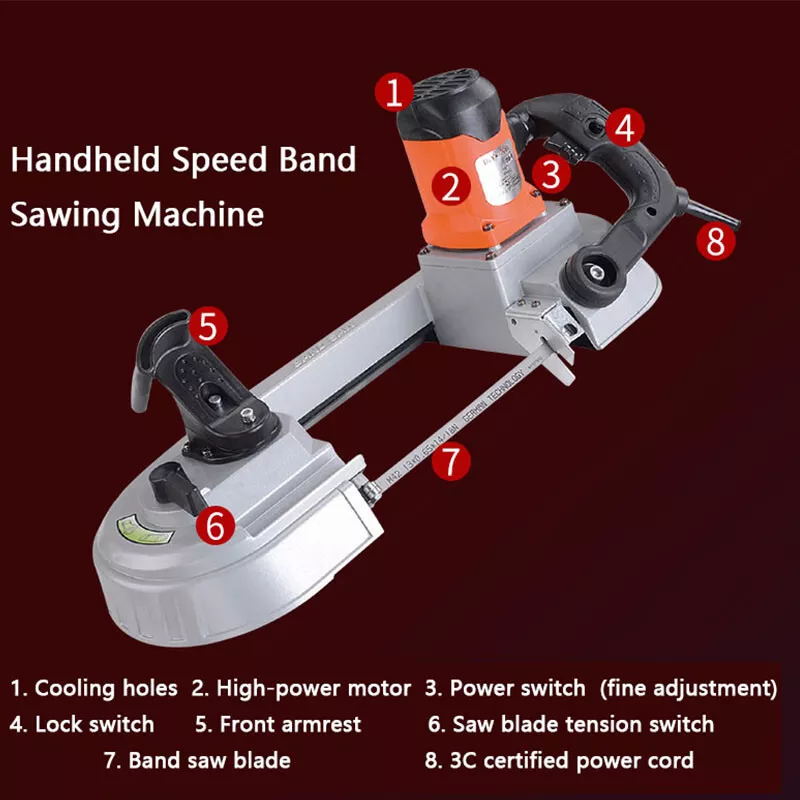 DLY 100 Hand held Band Saw Machine Multifun Horizontal Small Sawing Machine 680W