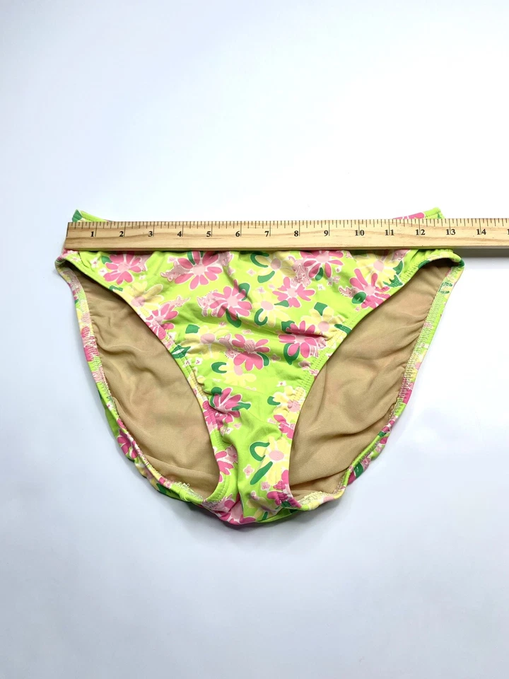 Lilly Pulitzer девочек размер 8 зеленый розовый цветочный печать бикини плавать низ винтажный Y2K - Изображение 3 из 4
