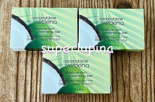 3x Bath & Body Works COCONUT LIME VERBENA Cleansing Bar Soap NEW 1.5 oz