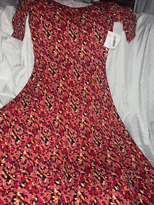 LuLaRoe Ana Maxi Dress Pink Yellow Floral Dahlia Tropic Large 12/14 L New   Ana