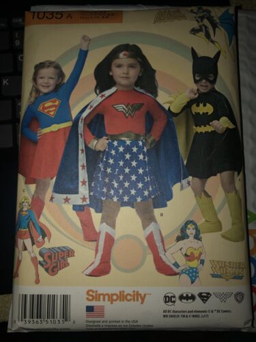 Simplicity 1035 Costume BatGirl Wonder Woman Super Girl 3-8 New Uncut - Picture 1 of 1