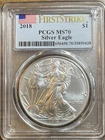 2018 American Silver Eagle PCGS MS70 First Strike Flag Label Stunning Coin!!!