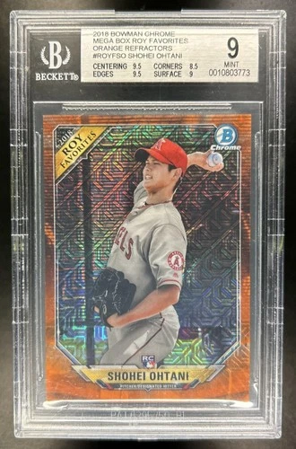 2018 Bowman Shohei Ohtani ROY Favorites Chrome RC Refractor Orange #/25 BGS 9