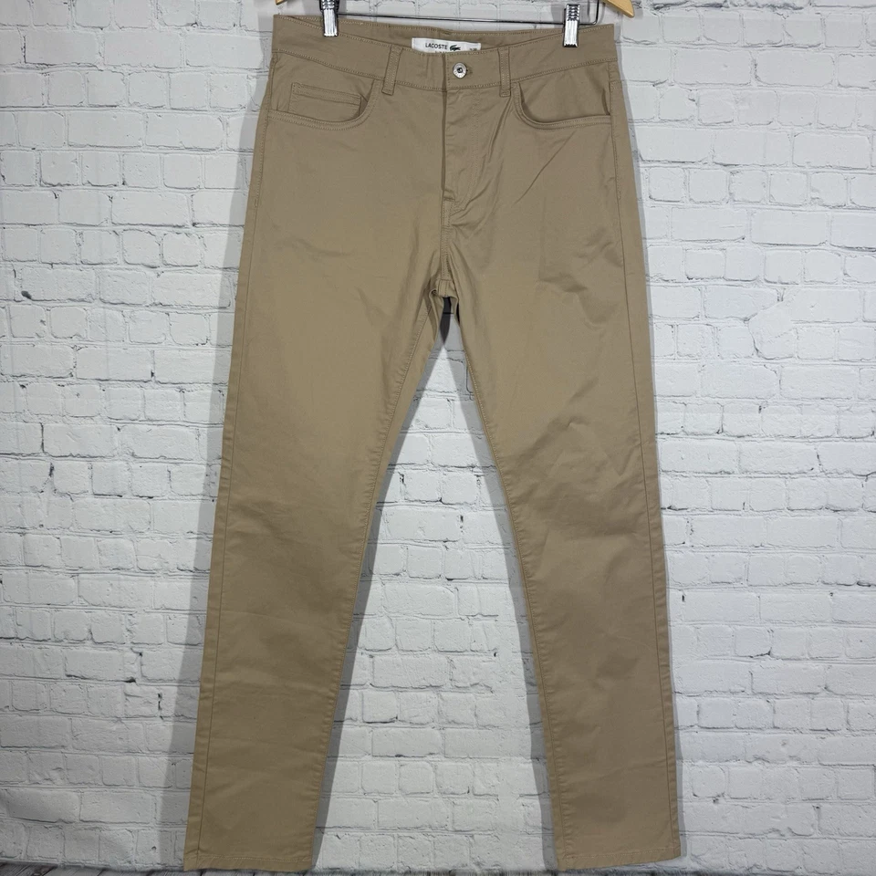 Lacoste Pants Men Size 33"X34" Beiege Canva Tall Slim Fit Preppy Office Career - Image 2 of 4