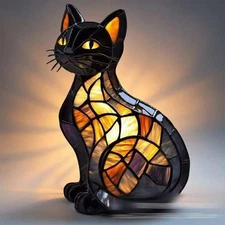 2025 New Series Cat Desk Lamp, Lamps for Night Stands, Stained Resin Art Tabl
