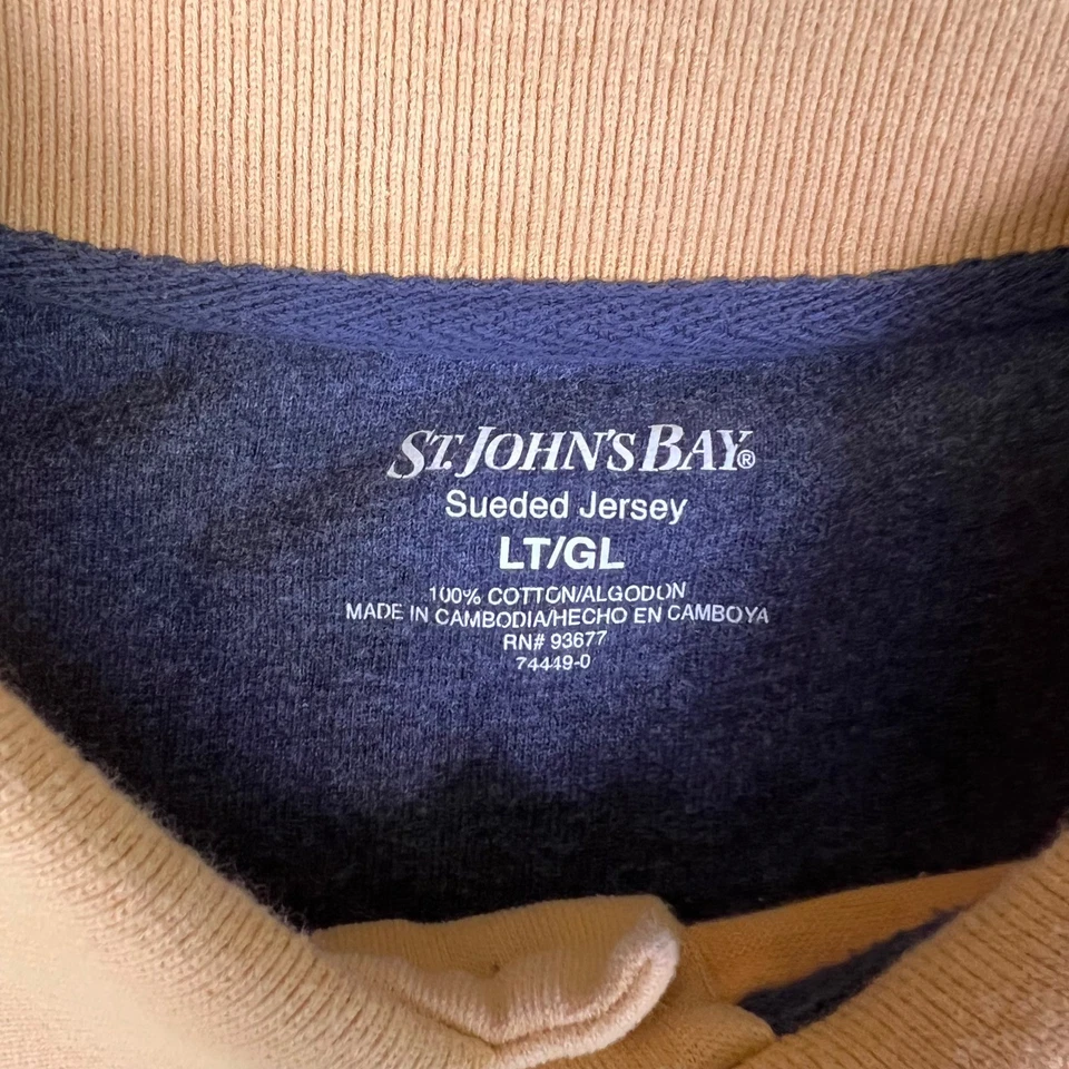 Camisa Polo St Johns Bay Para Hombres Grande Alta LT Dorada Manga Larga Gamuza Jersey Algodón Foto 4 de 4