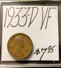 1933 D Lincoln Wheat Cent VF! ENN Coins
