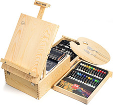 Cavalletto Da Tavolo, Legno Regolabile Valigia Con 55 Pezzi Set Pittura Contener