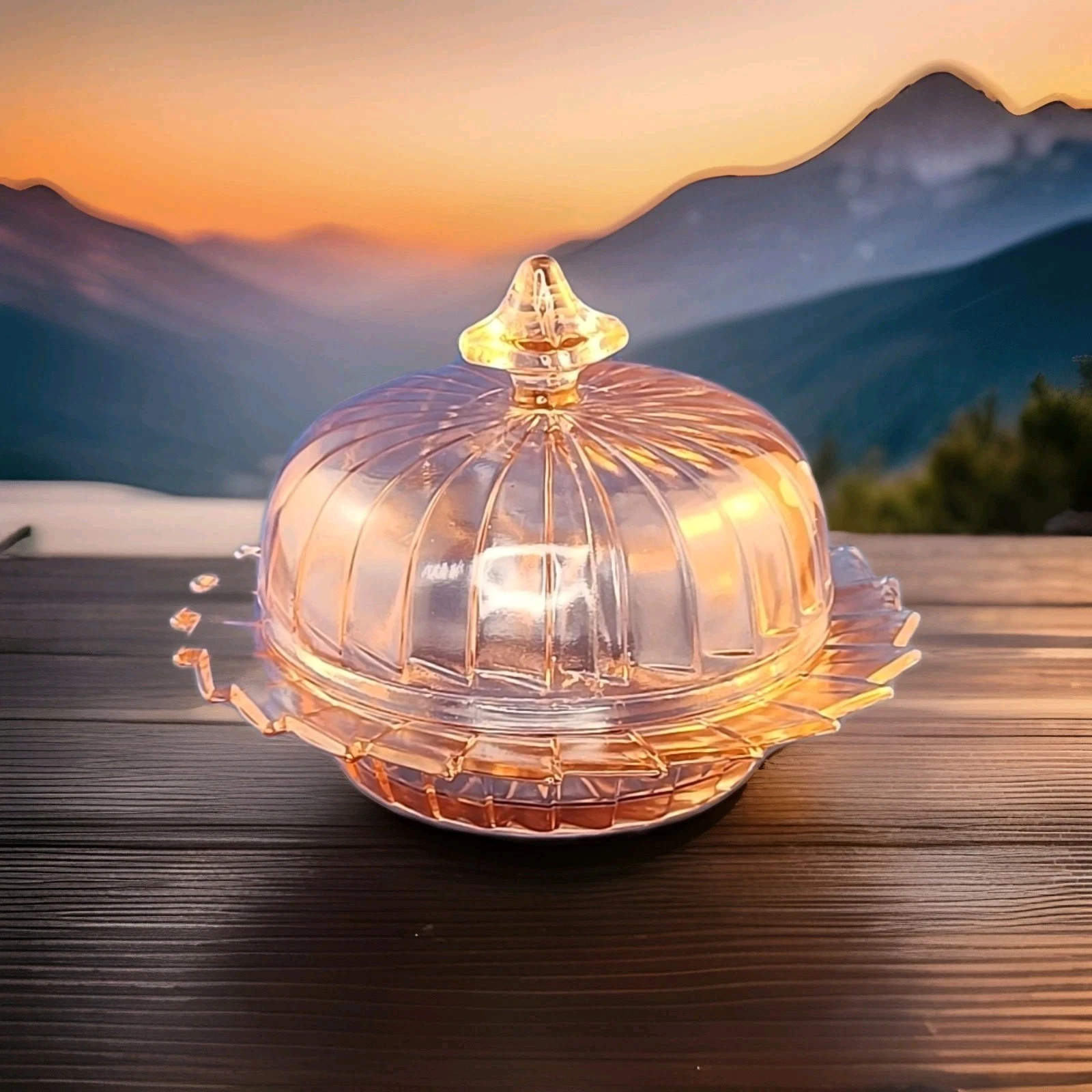 Vintage Jeannette Pinwheel Butter Dish Pink Sierra Depression Glass
