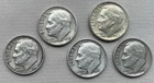 Lot of 5 Different 90% Silver Roosevelt Dimes 57, 61,62,63,64