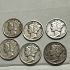 Lot of 6 -90% Silver Mercury Dimes 10C Circulated See Pictures For Date And Mint