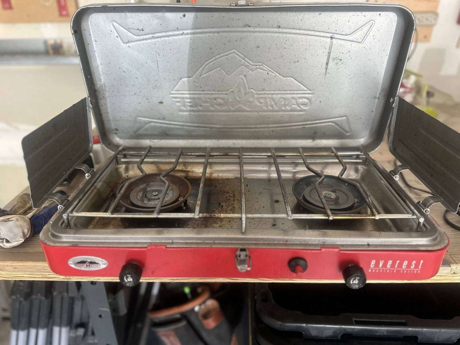 Camp Chef Everest Mountain Series Stove Red propane grill- needs propane adapter