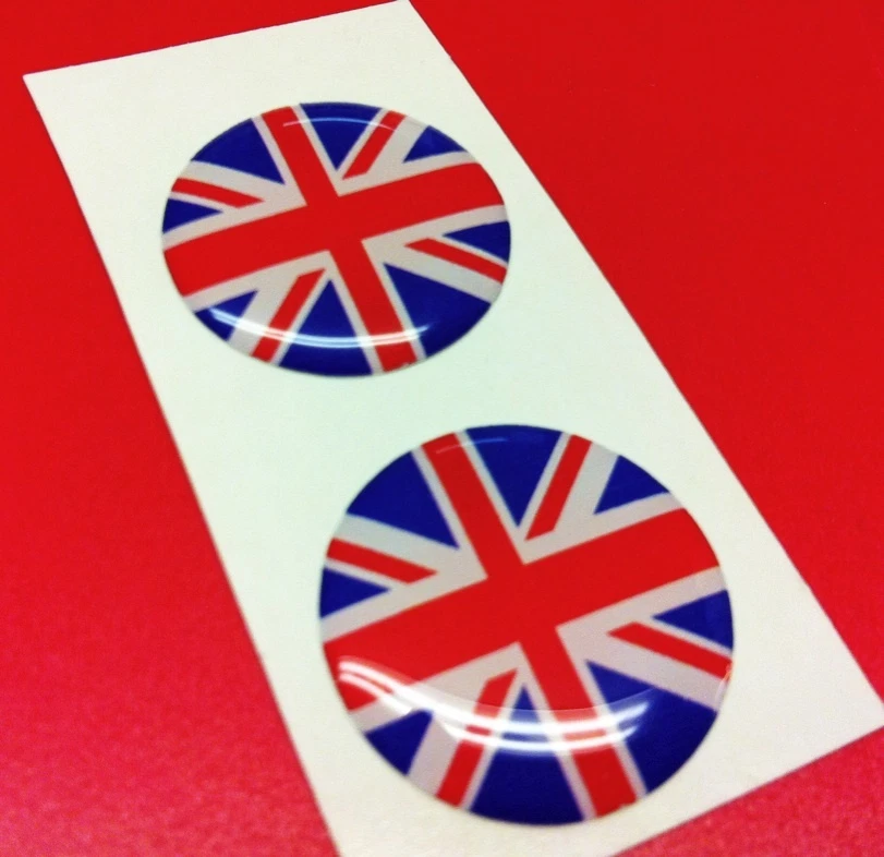 2 Adesivi Resinati Sticker 3D UNION JACK target 20 mm