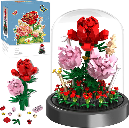 Flower Bouquet Building Kit, 524 Pcs Mini Bricks Building Blocks Sets, Forever R
