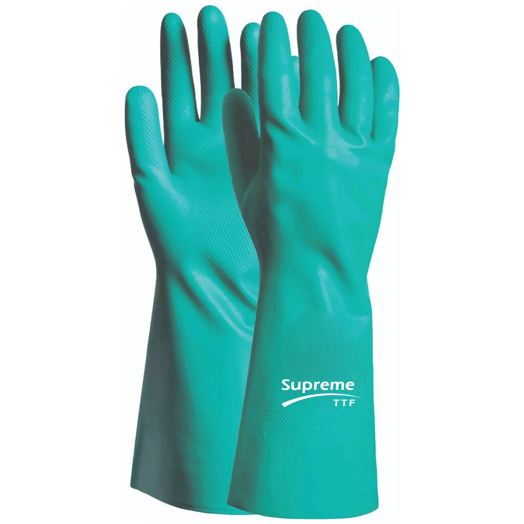 Gants en caoutchouc nitrile extra résistants INDUSTRIELS sécurité chimique gant long