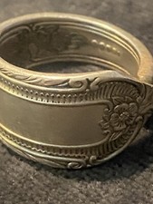 Silver Plate Spoon Ring Size 10 Floral Design Wraps Around Jewelry