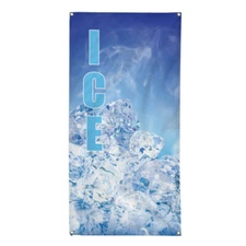 Vertical Vinyl Banner Multiple Sizes Ice Food and Drink Retail Outdoor