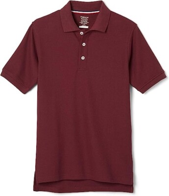 French Toast BURGUNDY Boys' School Uniform Pique Polo Shirt, US Medium (10/12)