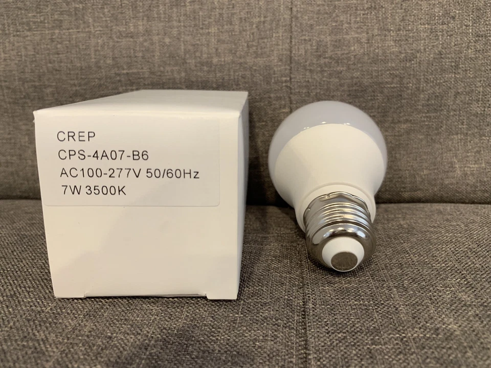 50 pk CREP A19 LED Dimmable 7W 3500K Natural White E27 Base Globe light bulb - Image 2 of 2