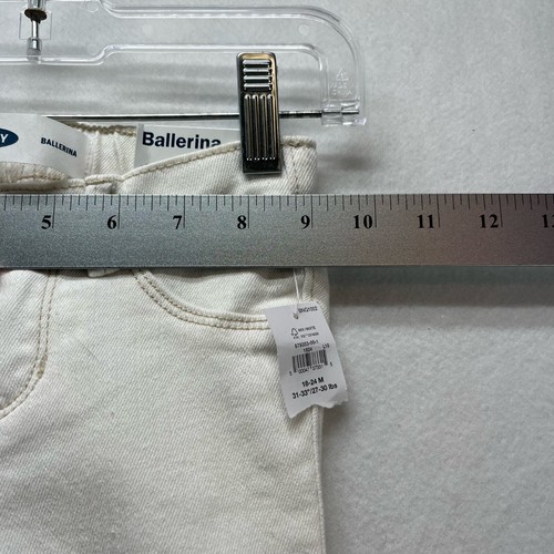 Old Navy Jeans Toddler Girls 18-24M Ballerina Embroidered Stretch Twill Ivory - Picture 6 of 7