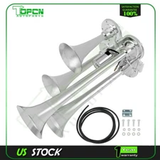 150DB 12V 4 Trumpet Train Air Horn Kit with Air Valve For Van Train Car Truck RV
