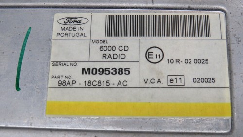 Ford Focus MONDEO Radio CD Player Autoradio 6000CD 98AP-18C815-AC M095385 #INS - Bild 8 von 11