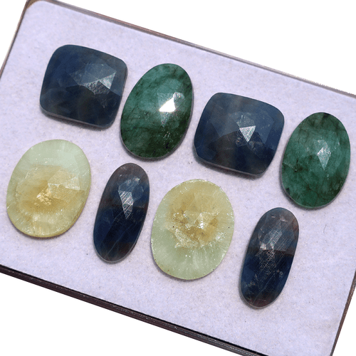 8 piezas\ 4 pares de piedras preciosas de corte rosa esmeralda y zafiro natural de Madagascar 23 mm-34 mm - Imagen 8 de 12