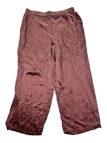 Eileen Fisher Sand Washed Cupro Ankle Wide Leg Pant Cassis Neu Größe Large